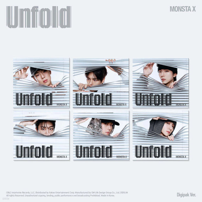 MONSTA X UNFOLD Digipack Ver pre-order USA, MONSTA X UNFOLD SHOWNU Digipack, MONSTA X UNFOLD MINHYUK Digipack, MONSTA X UNFOLD KIHYUN Digipack, MONSTA X UNFOLD HYUNGWON Digipack, MONSTA X UNFOLD JOOHONEY Digipack, MONSTA X UNFOLD IM Digipack, MONSTA X UNFOLD member version 2026, buy MONSTA X UNFOLD Digipack USA