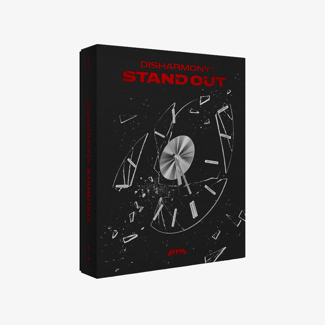 P1HARMONY Disharmony Stand Out album inclusions showing photobook CD folding poster standing photocard and logo tag