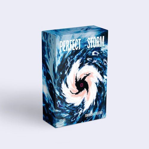 TXT TOMORROW X TOGETHER PERFECT STORM KiT Ver. box with blue, black and white swirling storm vortex artwork