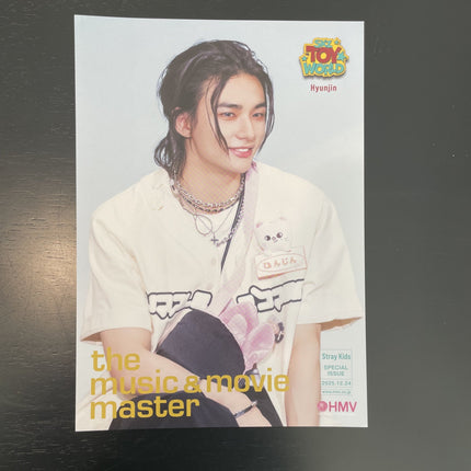 Stray Kids HMV POB, SKZ Toy World HMV photocard, Stray Kids Toy World HMV, Stray Kids Japan POB, SKZ HMV photocard set Design B, Stray Kids Fan Connecting 2024 HMV, Stray Kids SKZ Toy World HMV pre-order benefit USA, where to buy Stray Kids HMV photocard, Stray Kids SKZ Toy World HMV POB complete 8-member Design B photocard set laid out featuring Bang Chan Lee Know Changbin Hyunjin Han Felix Seungmin IN in colorful Toy World concept