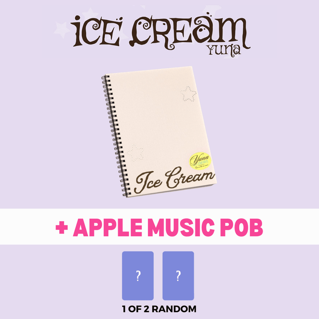 ITZY Yuna ICE CREAM photobook pre-order USA, Yuna 1st mini album photobook, Yuna ICE CREAM Ver A Ver B photobook, Yuna ICE CREAM first edition acrylic keyring, ITZY Yuna solo debut photobook 2026, Yuna ICE CREAM photocard 2 out of 6, MIDZY Yuna solo album photobook buy USA preorder pob pre-order benefit apple music
