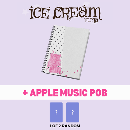 ITZY Yuna ICE CREAM photobook pre-order USA, Yuna 1st mini album photobook, Yuna ICE CREAM Ver A Ver B photobook, Yuna ICE CREAM first edition acrylic keyring, ITZY Yuna solo debut photobook 2026, Yuna ICE CREAM photocard 2 out of 6, MIDZY Yuna solo album photobook buy USA preorder pob pre-order benefit apple music