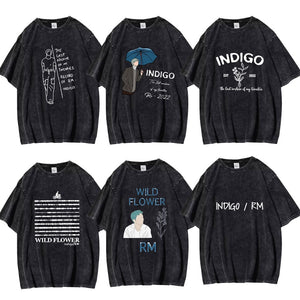 BTS RM INDIGO Distressed T-Shirt