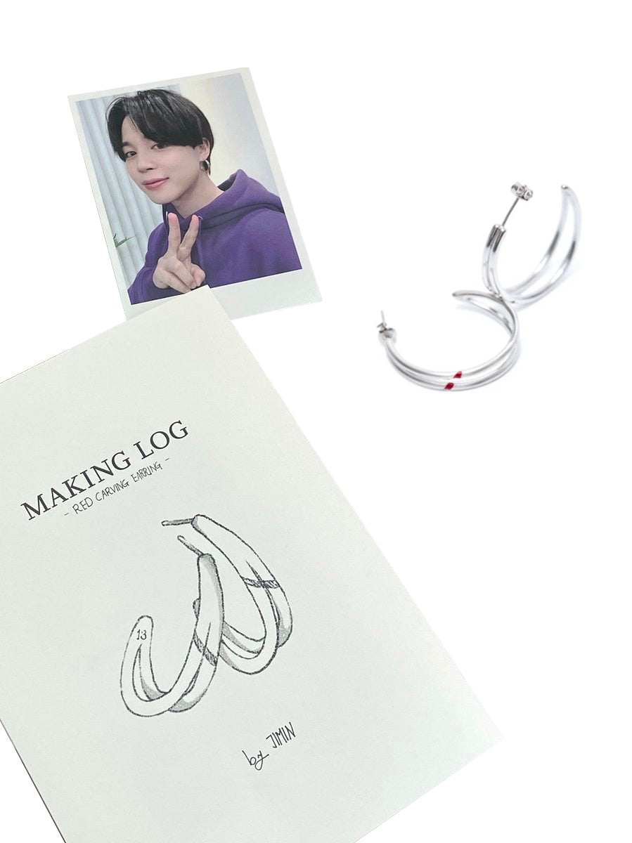 JIMIN RED CARVING EARRING bts ピアス - アイドルグッズ