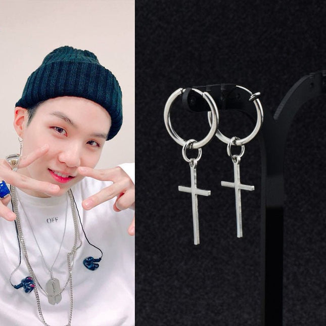 BTS Suga's Cross Earrings